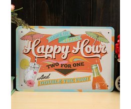 Jahrgang Happy Hour Wandplatte Aus Metall 30 X 20Cm