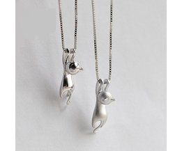 Katze Schmuck Silber Anhänger Mit Kätzchen