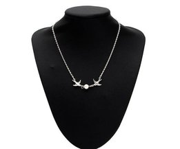 Vogel-Halskette Silber Metall