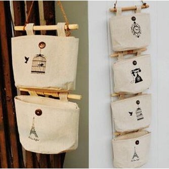 Aufbewahrungstasche Aus Leinen Mit Illustration