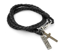 Tough Jahrgang Geflochtenes Armband Mit Kreuz