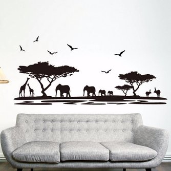 PVC-Wand-Aufkleber Schwarzer Elefant 60 X 90 Cm