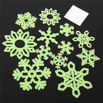 Glow-In-The-Dark Snowflake Aufkleber 12 Stück