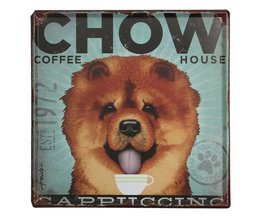 Weinlese-Metallplatte Mit Bild Eines Chow-Chow-Hund 30 X 30 Cm