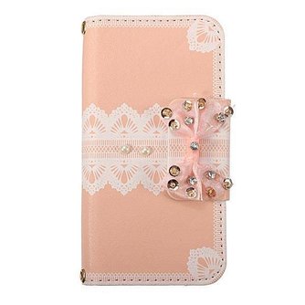 Netter Rosa PU-Leder-Mappen-Kasten Mit Bogen Für IPhone 5 / 5S