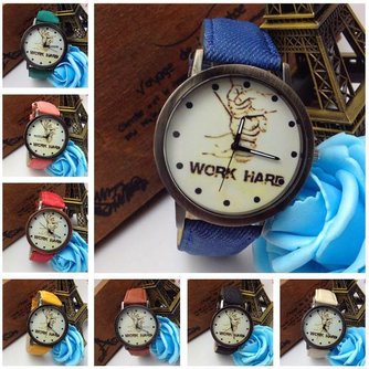 Besonders Text-Uhr Mit Strap Jeans Und Work Hard