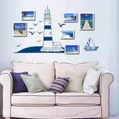 Wand-Aufkleber Mit Einem Leuchtturm Und Segelboot