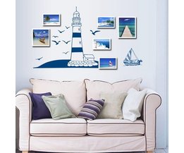 Wand-Aufkleber Mit Einem Leuchtturm Und Segelboot