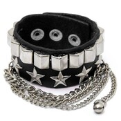 Punk Armband Metall Und PU-Leder