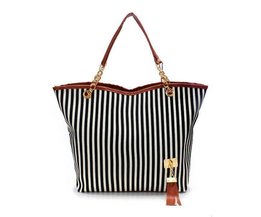 Gestreifte Leinwand-Einkaufstasche