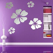 Silber Blumenwand-Aufkleber (5 Stück)
