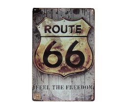 Route 66 Vintage-Metall-Wandplatte