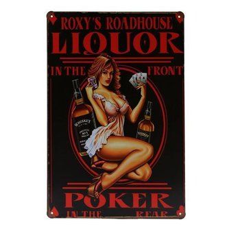 Roadhouse Liquor Poker Lady Dekorplatte