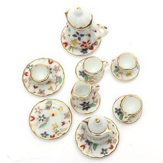 Puppenstuben Tee-Set 15-Teilig Essgeschirr