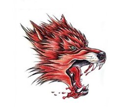 Fake Tattoo Red Wolf-Kopf