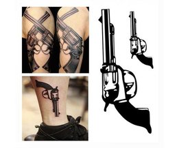 2 Wasserdichte Tattoo-Aufkleber Mit Gewehr