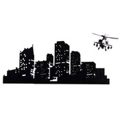 Glow In The Dark Wandaufkleber Stadt Mit Dem Hubschrauber