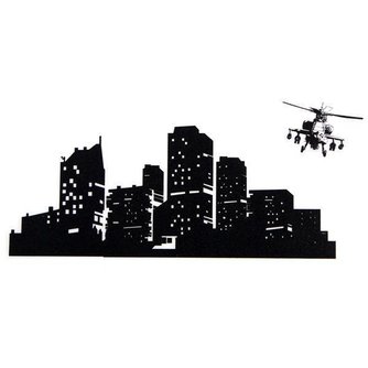 Glow In The Dark Wandaufkleber Stadt Mit Dem Hubschrauber