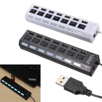 7 Port USB 2.0 Hub Mit On / Off-Taste