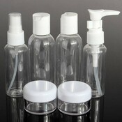 Set Von 6 Wiederaufladbare Leere Transparente Plastik Kosmetische Flaschen Und Gläser