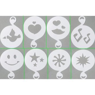 8 Verschiedene Kunststoff-Cappuccino-Vorlagen