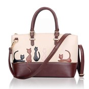 Brown-Weiß Damen-Handtaschen Mit Katze Oder Kaninchen-Muster