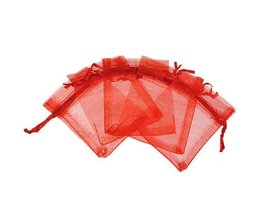 25 Red Organza Taschen