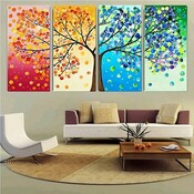 Bunte Baum Borduurset 4 Stück