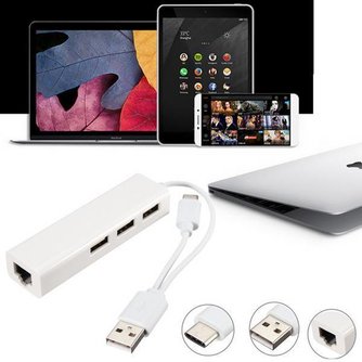 USB-Ethernet-Adapter Mit 3 USB-Ports