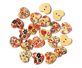 20 Wooden Heart Buttons