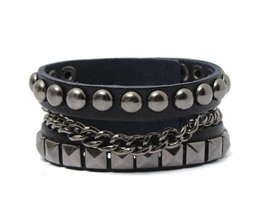 Rock-Armband Aus Leder Und Metall