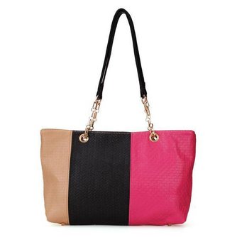 Große Schultertasche Damen 3-Color Patchwork