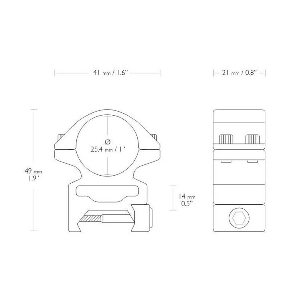 Hawke Hawke Match mounts 1 inch Weaver High