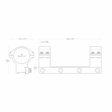 Hawke Hawke Match mounts 30 mm 9 - 11 mm High Hawke Hawke Match mounts 30 mm 9 - 11 mm High