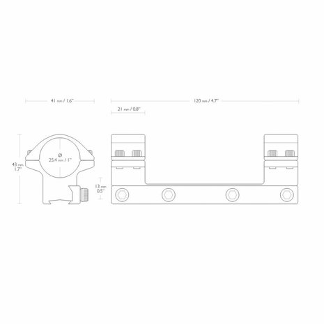 Hawke Hawke Match mounts 1 inch  9 - 11 mm Medium