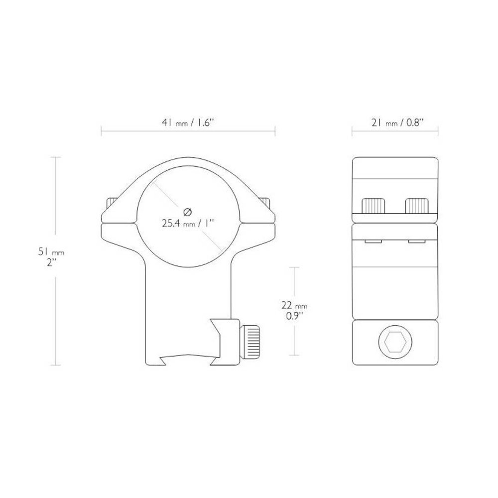 Hawke Hawke Match mount 1 inch 9 - 11 mm High Hawke Hawke Match mount 1 inch 9 - 11 mm High