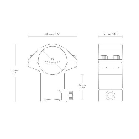 Hawke Hawke Match mount 1 inch 9 - 11 mm High Hawke Hawke Match mount 1 inch 9 - 11 mm High