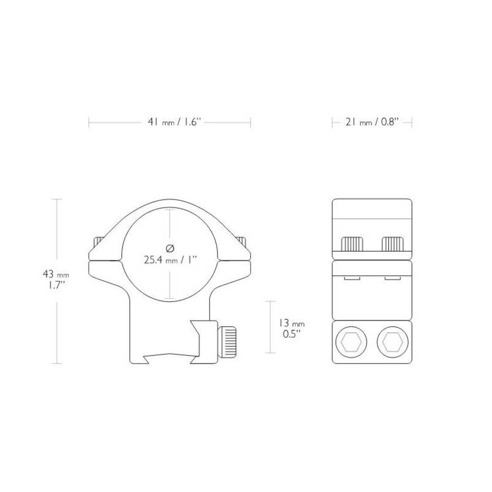 Hawke Hawke Match mounts 1 inch  9 - 11 mm Medium Hawke Hawke Match mounts 1 inch  9 - 11 mm Medium