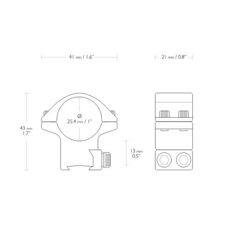 Hawke Hawke Match mounts 1 inch  9 - 11 mm Medium Hawke Hawke Match mounts 1 inch  9 - 11 mm Medium