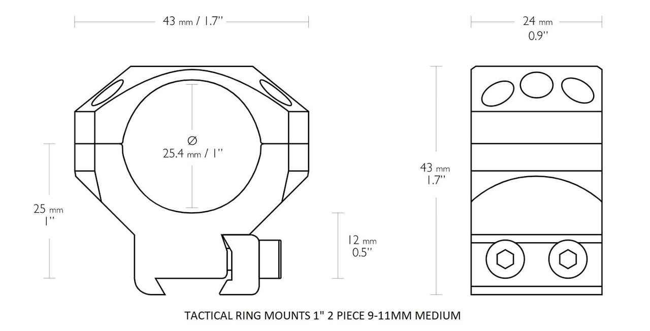 Hawke Hawke Tactical Ring Mount 1 inch 9-11mm dovetail