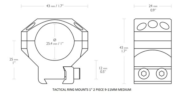 Hawke Hawke Tactical Ring Mount 1 inch 9-11mm dovetail