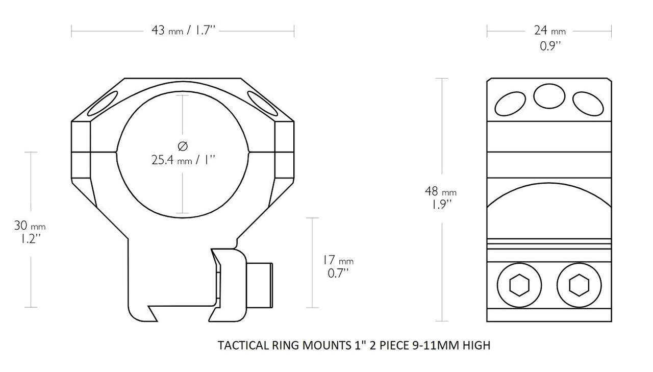 Hawke Hawke Tactical Ring Mount 1 inch 9-11mm dovetail