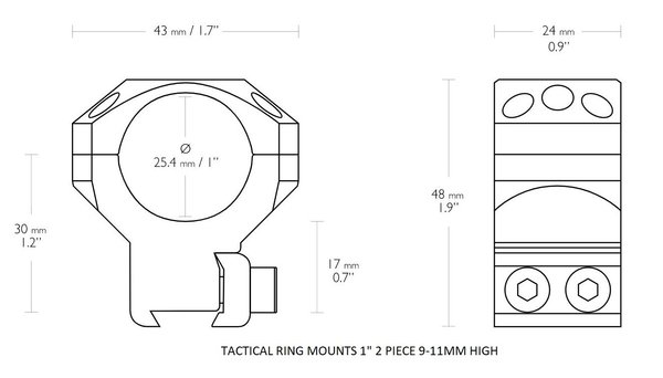 Hawke Hawke Tactical Ring Mount 1 inch 9-11mm dovetail