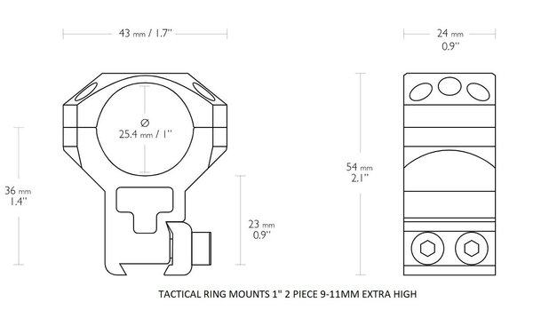 Hawke Hawke Tactical Ring Mount 1 inch 9-11mm dovetail