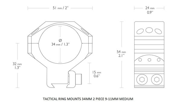 Hawke Hawke Tactical Ring Mount 34mm 9-11mm dovetail Hawke Hawke Tactical Ring Mount 34mm 9-11mm dovetail