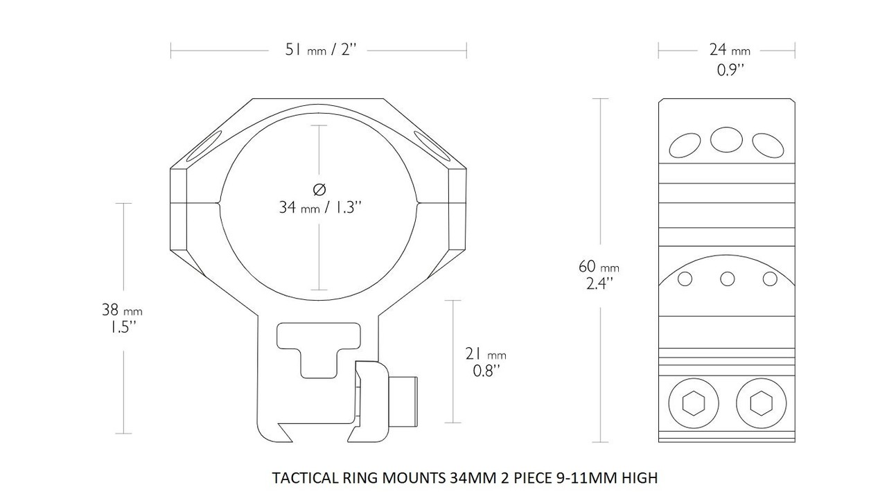 Hawke Hawke Tactical Ring Mount 34mm 9-11mm dovetail Hawke Hawke Tactical Ring Mount 34mm 9-11mm dovetail