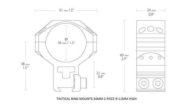 Hawke Hawke Tactical Ring Mount 34mm 9-11mm dovetail Hawke Hawke Tactical Ring Mount 34mm 9-11mm dovetail