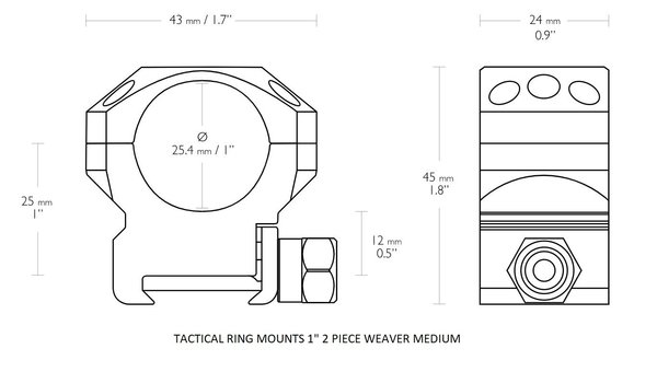 Hawke Hawke Tactical Ring Mount 1 inch Weaver Hawke Hawke Tactical Ring Mount 1 inch Weaver