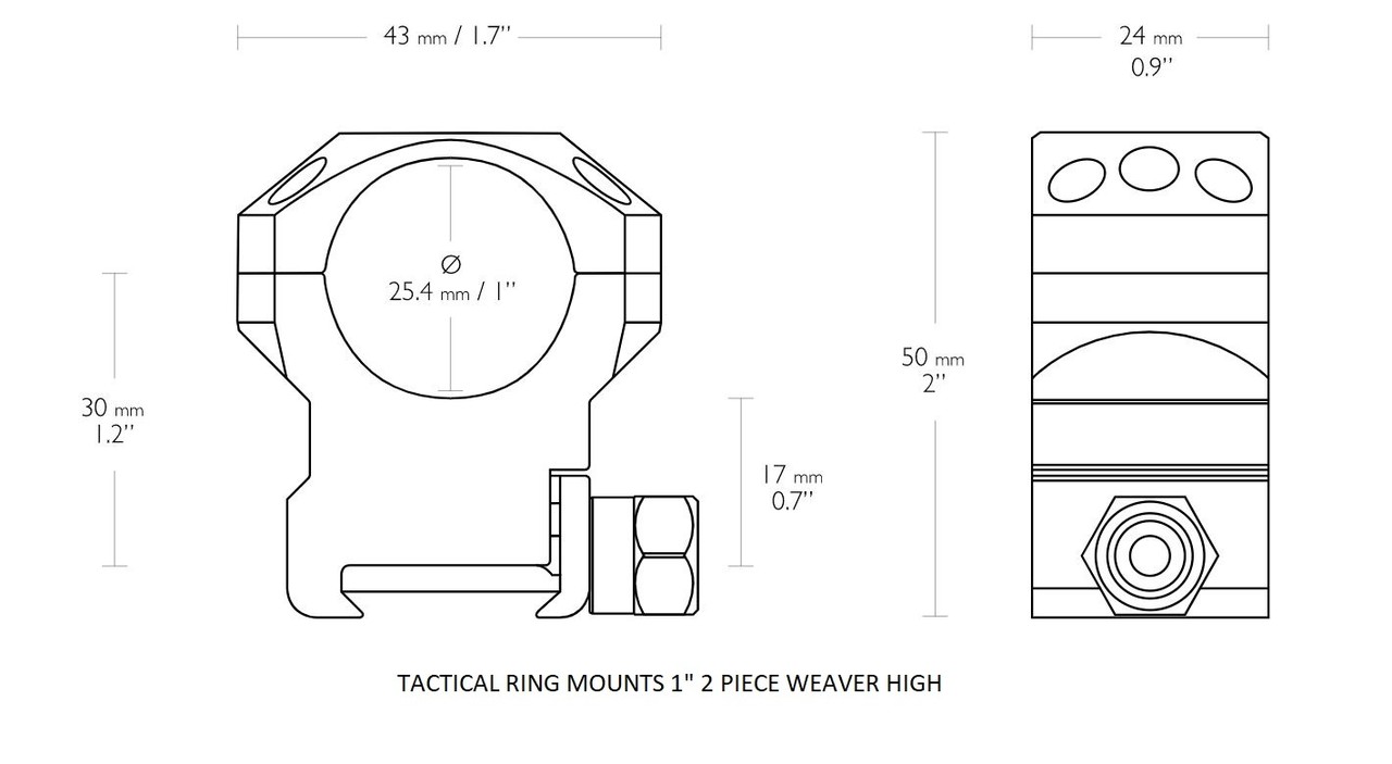 Hawke Hawke Tactical Ring Mount 1 inch Weaver Hawke Hawke Tactical Ring Mount 1 inch Weaver