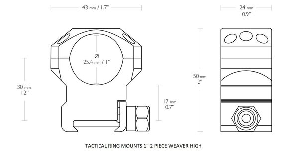 Hawke Hawke Tactical Ring Mount 1 inch Weaver Hawke Hawke Tactical Ring Mount 1 inch Weaver